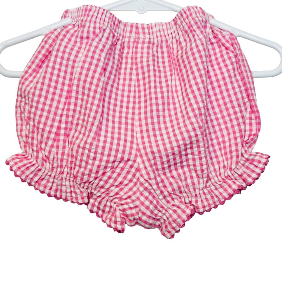 OshKosh - NWT girls 12mo pink/white checked romper with bloomers/diaper cover - Picture 3 of 3